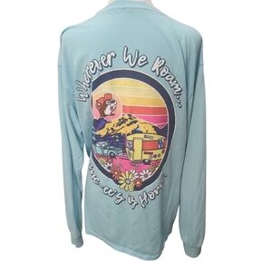 Unisex Bucky's Light Blue Long Sleeve T-Shirt  Size Large
